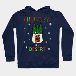 Christmas In The Desert - Eves Pin Cacti In Christmas Bear Pot Hoodie